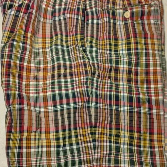 Polo Ralph Lauren Tyler Short Shorts Men Size 36 Plaid Red Blue Yellow Pleated - Picture 3 of 13